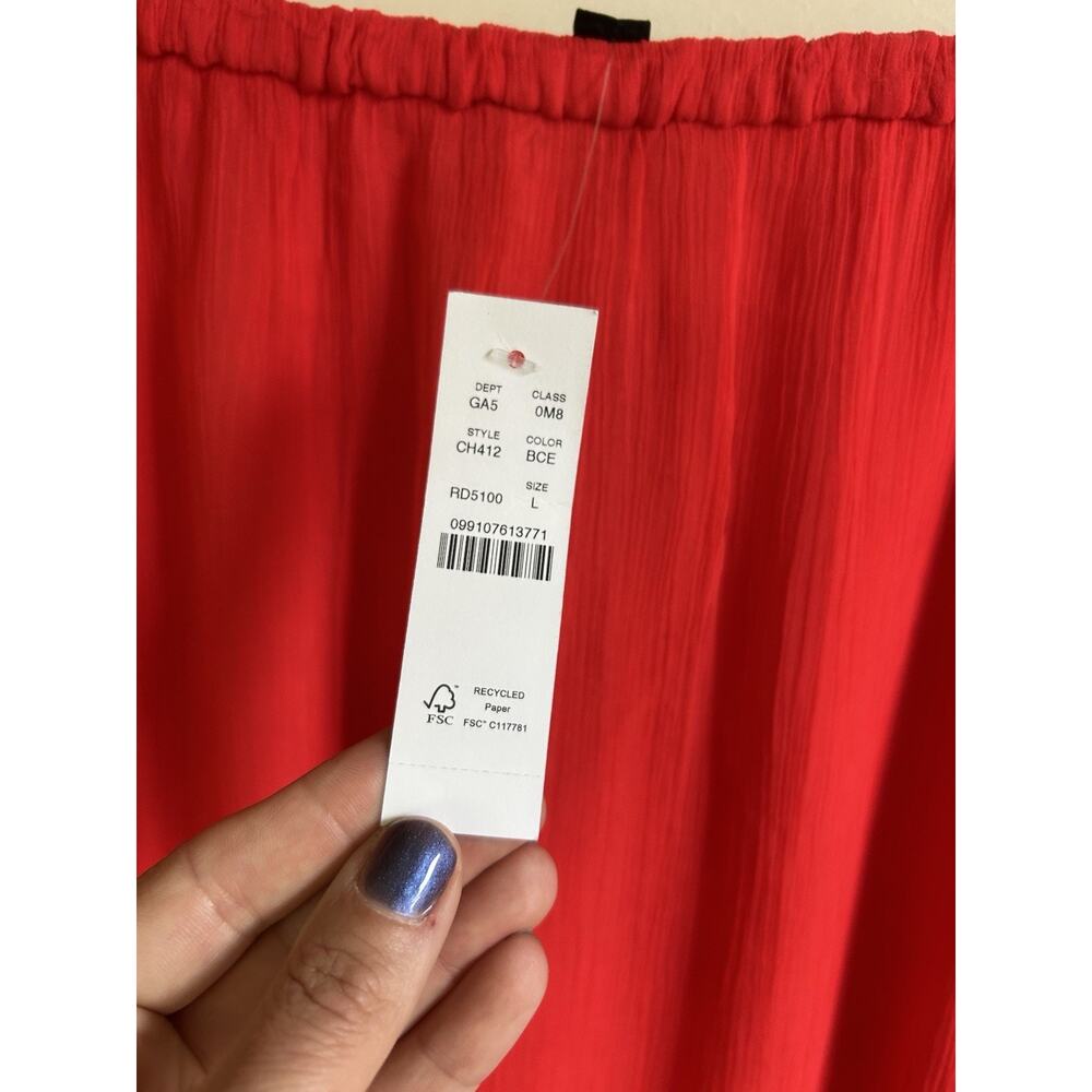 J Crew Gwyneth Cupro Slip Midi Skirt Womens L Pink Red Sheer NWT - Picture 10 of 12